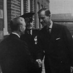 Sir Heman Lebus welcomes the Duke of Edinburgh to the factory in 1955