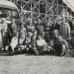Lebus day trip to Southend in the early 1950s. Violet Thurley amongst the group in the front row wearing a black bow