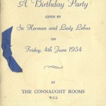A party invitation to celebrate the 70th birthday of Sir Herman Lebus