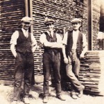 Harold (middle) and friends at work, corner of No 25 shed, 1925